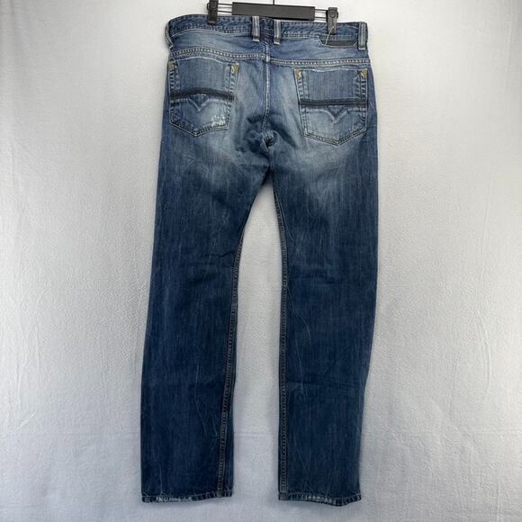 Diesel Jeans Mens 34 FIts 34x33 Regular Straight Whisker Faded Safado y2k Dark - Picture 8 of 14